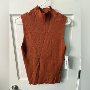 Tribal Rust Sleeveless Sweater Mock Tank